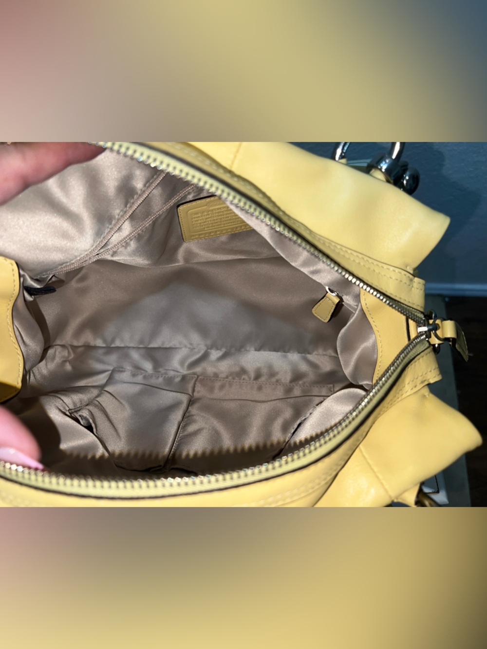 Coach Yellow Leather Shoulder Satchel with Removable Strap - Picture 3 of 8